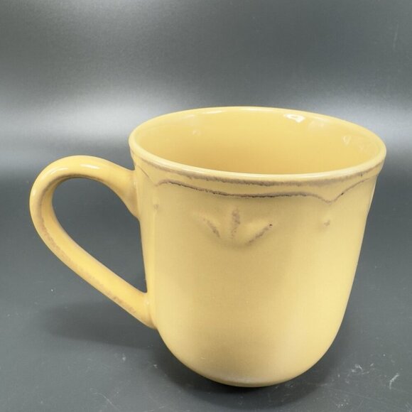 Thomson Pottery Beige Tan Ceramic Coffee Mug Cup Mugs Cups Raised Edge VTG Set 2 - Picture 11 of 15